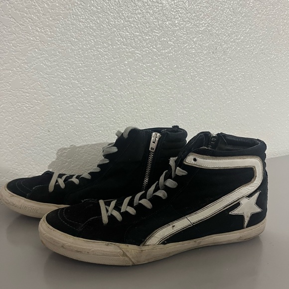 Golden Goose Men's Distressed Denim & Leather High-Top Sneakers - Picture 4 of 8